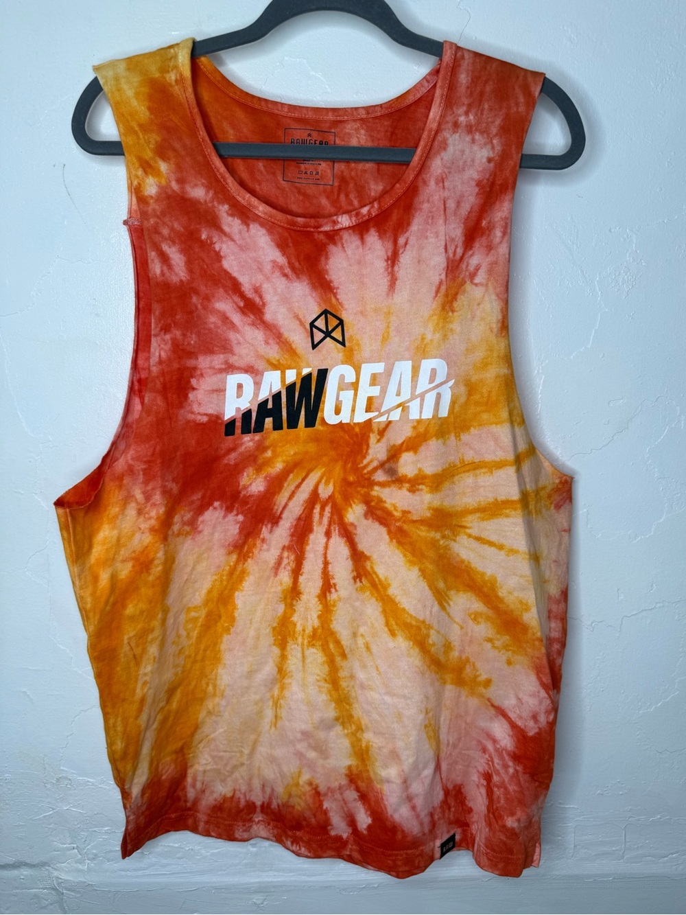 RawGear Bradley Martyn Tank Top Sleeveless Logo Tie Dye Orange New With Tags XL